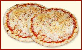 two cheese pizzas